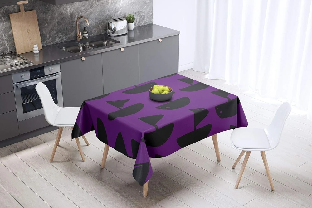 Le Jardin du Lin virtuvinė dekoratyvinė staltiesė, violetinė, juoda, 140 x 140 cm - sukurta ir pagaminta Turkijoje