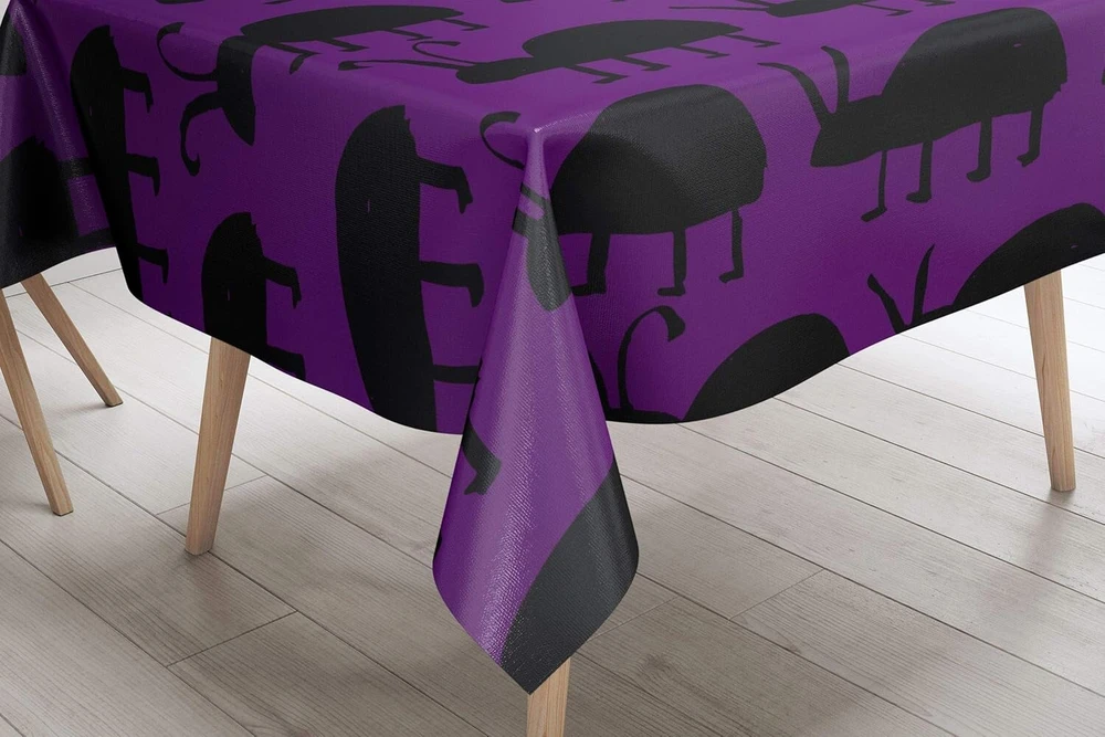 Le Jardin du Lin virtuvinė dekoratyvinė staltiesė violetinė juoda 140 x 140 cm - sukurta ir pagaminta Turkijoje
