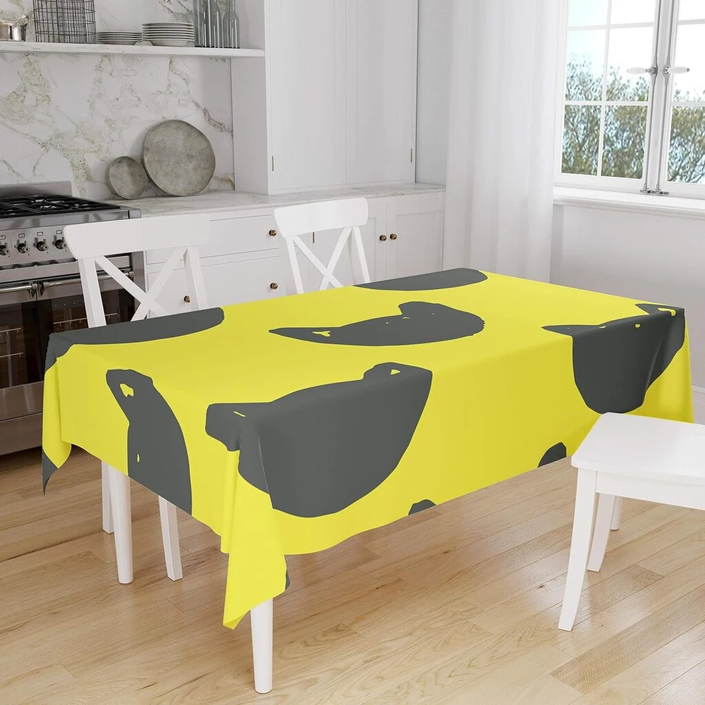Le Jardin du Lin virtuvinė dekoratyvinė staltiesė, neoninė geltona, dūmų spalvos 140 x 160 cm - sukurta ir pagaminta Turkijoje