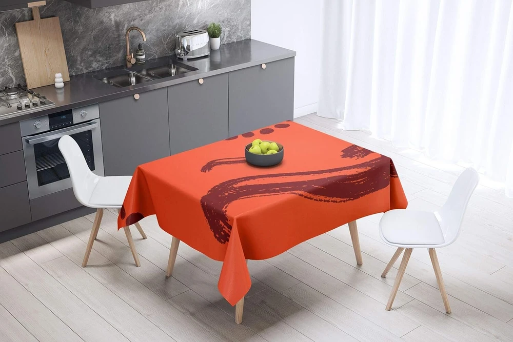 Le Jardin du Lin virtuvinė dekoratyvinė staltiesė oranžinė bordo 140 x 140 cm - sukurta ir pagaminta Turkijoje