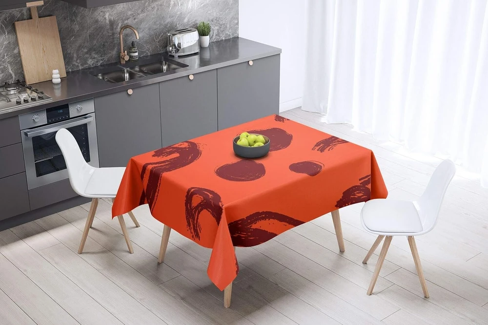 Le Jardin du Lin virtuvinė dekoratyvinė staltiesė oranžinė bordo 140 x 140 cm - sukurta ir pagaminta Turkijoje