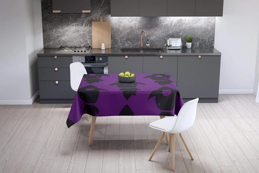 Le Jardin du Lin virtuvinis dekoratyvinis staltiesė, violetinė, juoda, 140 x 140 cm - sukurta ir pagaminta Turkijoje