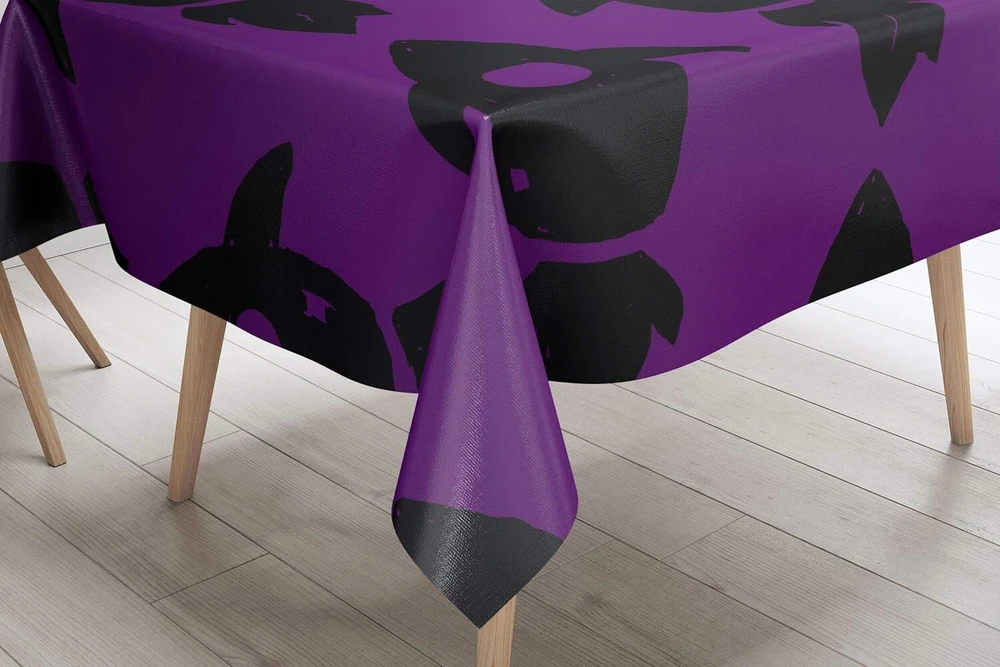 Le Jardin du Lin virtuvinis dekoratyvinis staltiesė, violetinė, juoda, 140 x 140 cm - sukurta ir pagaminta Turkijoje