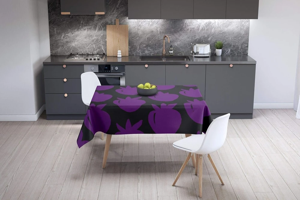 Le Jardin du Lin virtuvinis dekoratyvinis staltiesė, violetinė, juoda, 140 x 140 cm - sukurta ir pagaminta Turkijoje