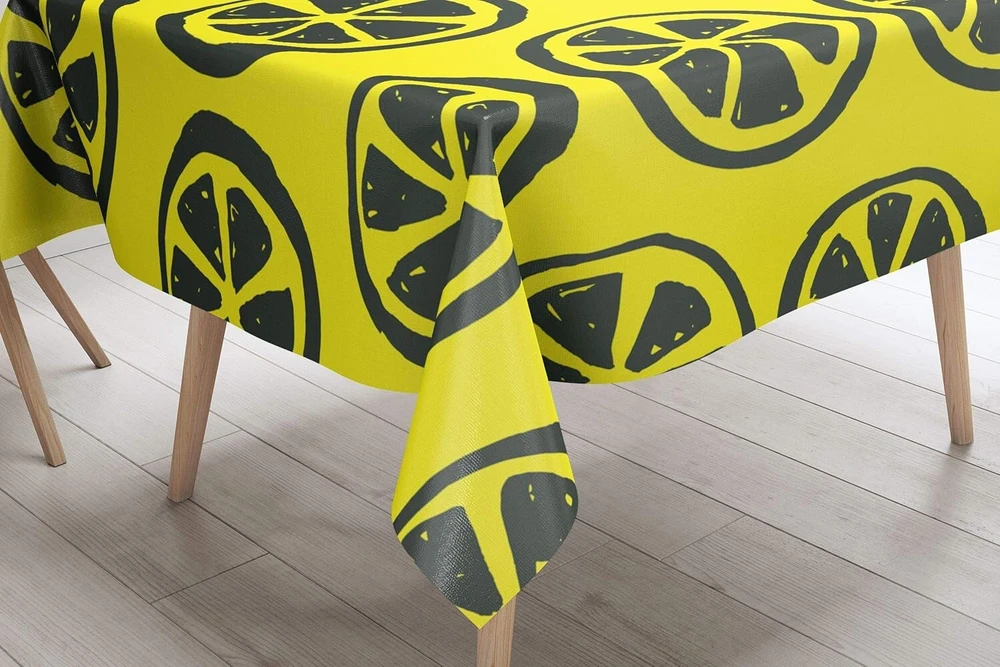Le Jardin du Lin virtuvinis dekoratyvinis staltiesė, neoninė geltona, dūmų spalvos 140 x 140 cm - sukurta ir pagaminta Turkijoje