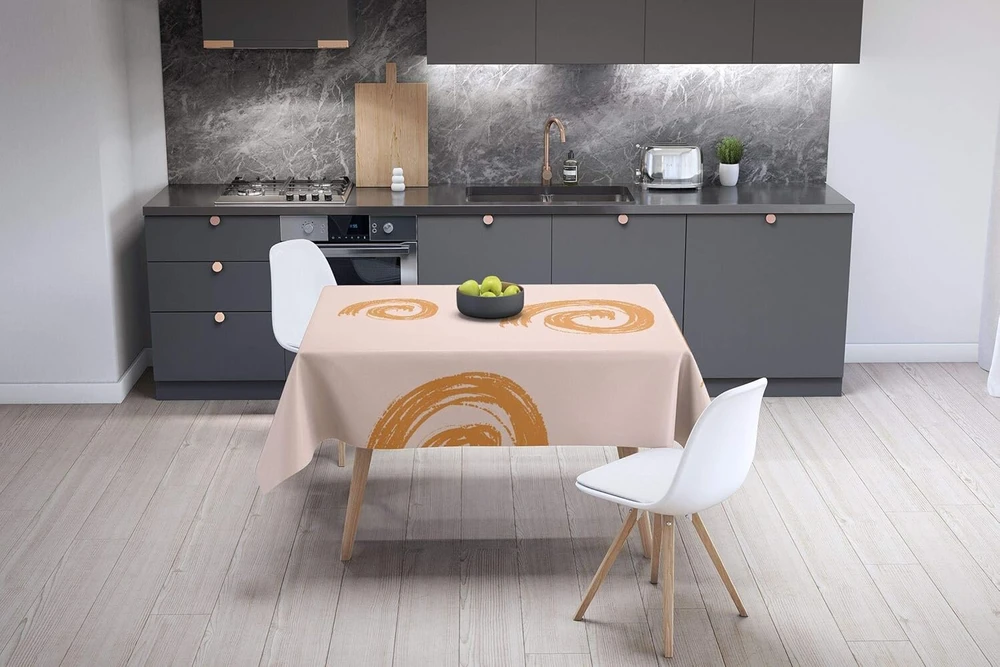 Le Jardin du Lin virtuvinis dekoratyvinis staltiesė oranžinė ne tiesi balta 140 x 140 cm - sukurta ir pagaminta Turkijoje