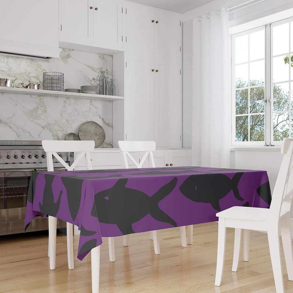 Le Jardin du Lin virtuvinis dekoratyvinis staltiesė, violetinė, juoda, 140 x 160 cm - sukurta ir pagaminta Turkijoje