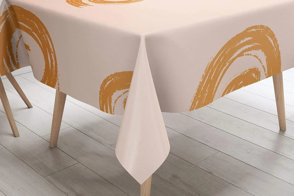 Le Jardin du Lin virtuvinis dekoratyvinis staltiesė oranžinė ne tiesi balta 140 x 140 cm - sukurta ir pagaminta Turkijoje