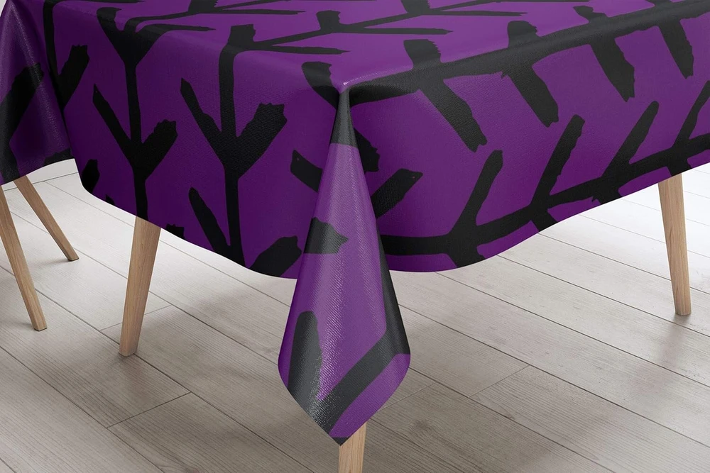 Le Jardin du Lin virtuvinis dekoratyvinis staltiesė, violetinė, juoda, 140 x 140 cm - sukurta ir pagaminta Turkijoje