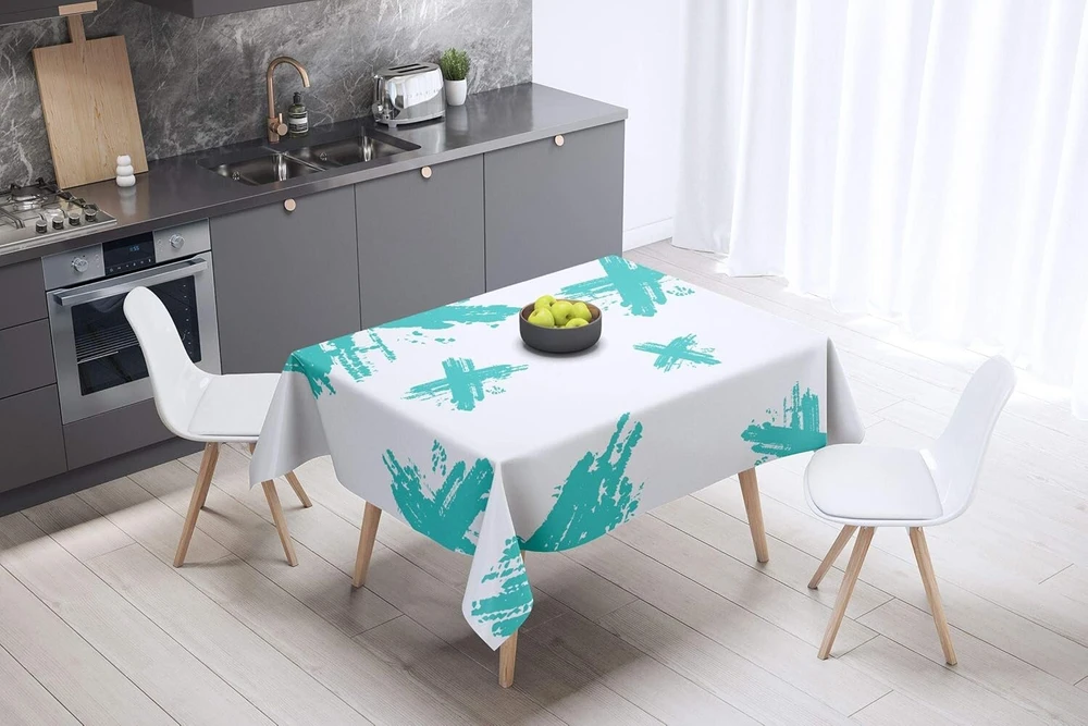 Le Jardin du Lin virtuvinis dekoratyvinis staltiesė turkio spalvos balta 140 x 140 cm - sukurta ir pagaminta Turkijoje