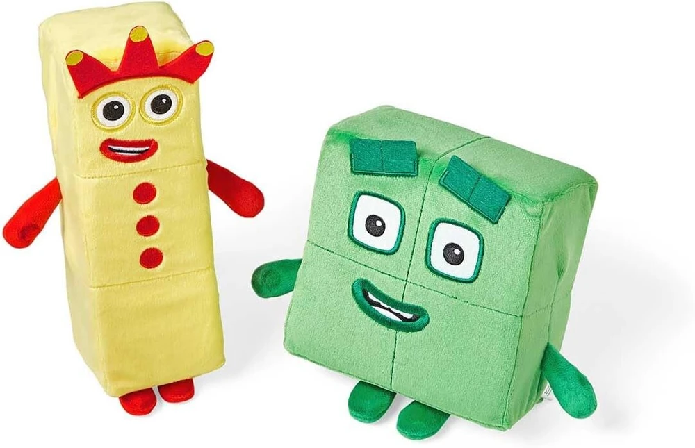 Learning Resources Playful Friends: Numberblocks Three and Four, Numberblocks pliušiniai žaislai Three and Four, Numberblocks pliušiniai žaislai mergaitėms ir berniukams, minkšti žaislai kūdikiams 1-3 metų, nuo 18 mėnesių