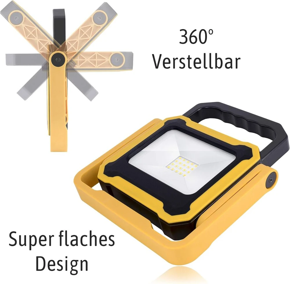 Led akumuliatorinis statybvietės prožektorius 10 w su greitai įkraunamu usb maitinimo bloku, akumuliatorinis dirbtuvių šviestuvas, darbo lemputė, 4400 mah, 4 šviesos režimai, apsauga nuo vandens ip54