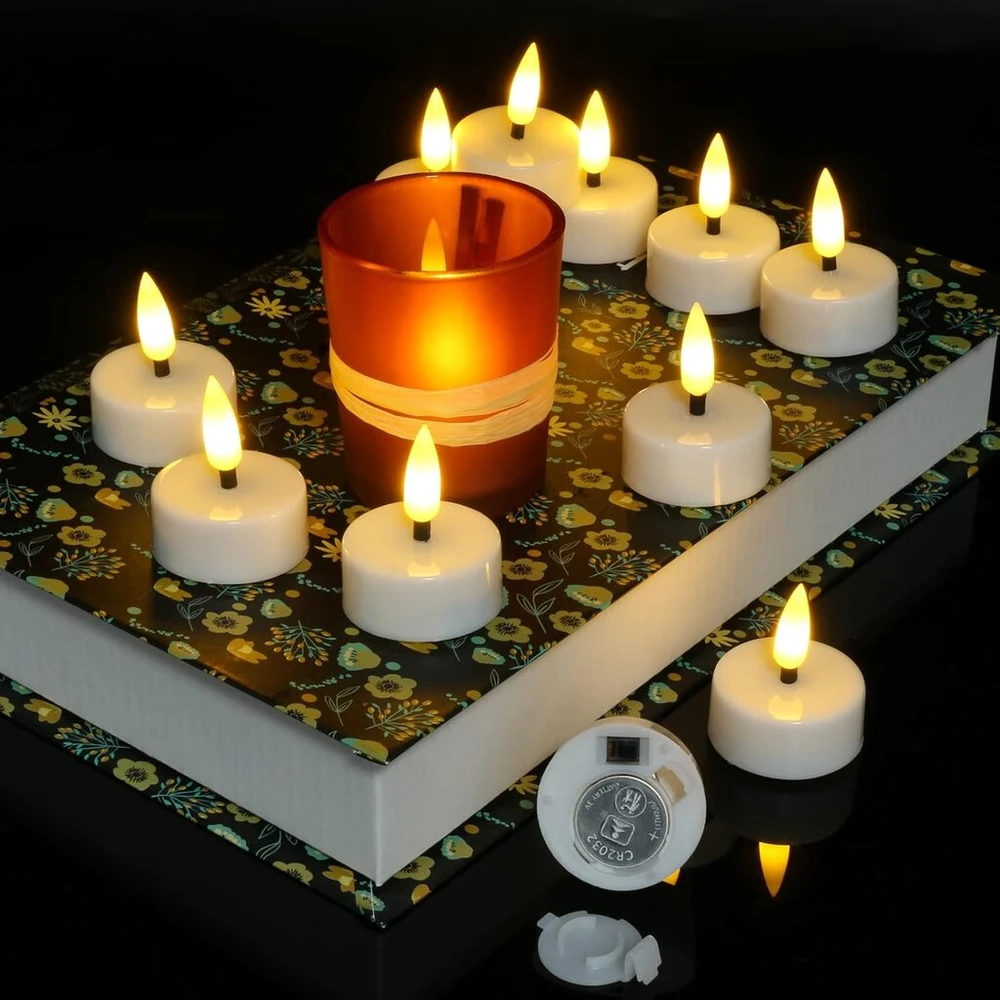 Led arbatinės žvakės su laikmačiu, 12 vnt., mirganti liepsna