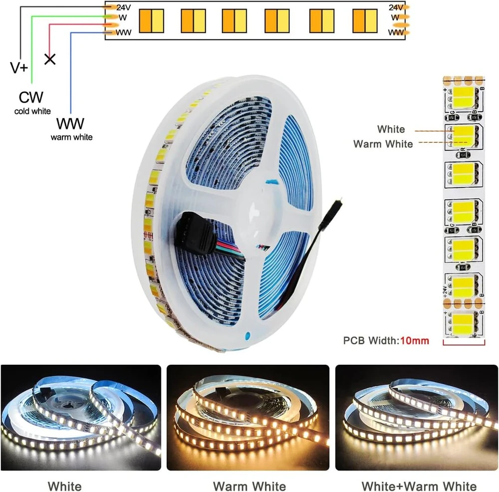 Led juosta 24v 2-in-1 Cct 5m, 2800k-6500k, 600 Led
