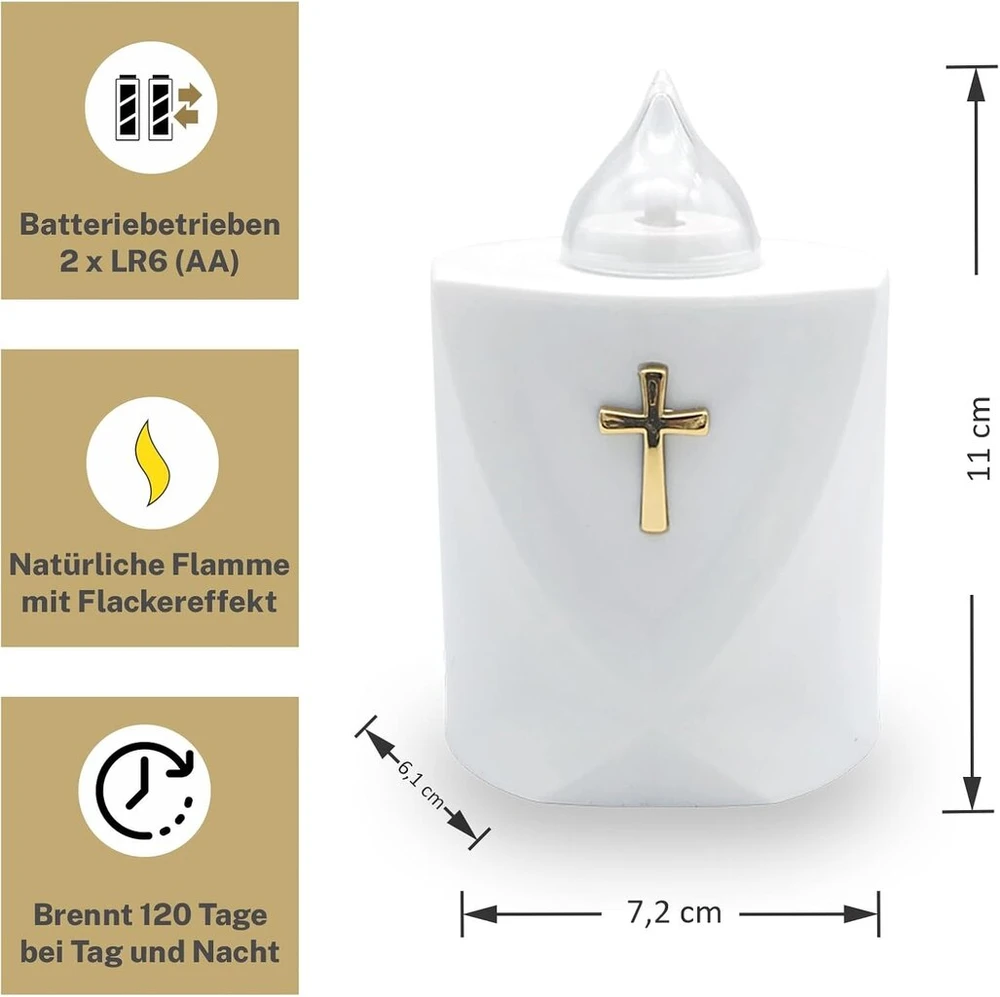 Led Laidojimo Žvakė su Kryžiumi - Ilgas Degimo Laikas