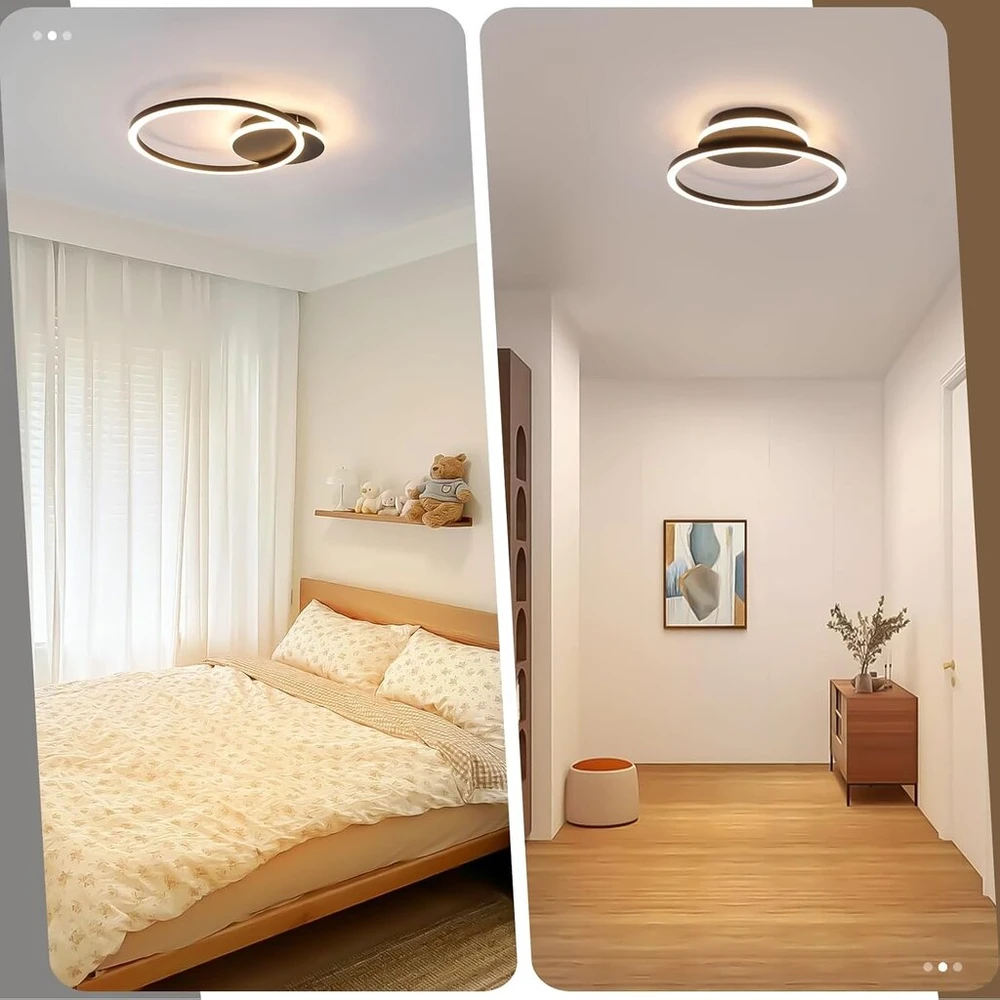 Led lubinis šviestuvas "homefire", 24w, juodas, 2 žiedai, 3000k