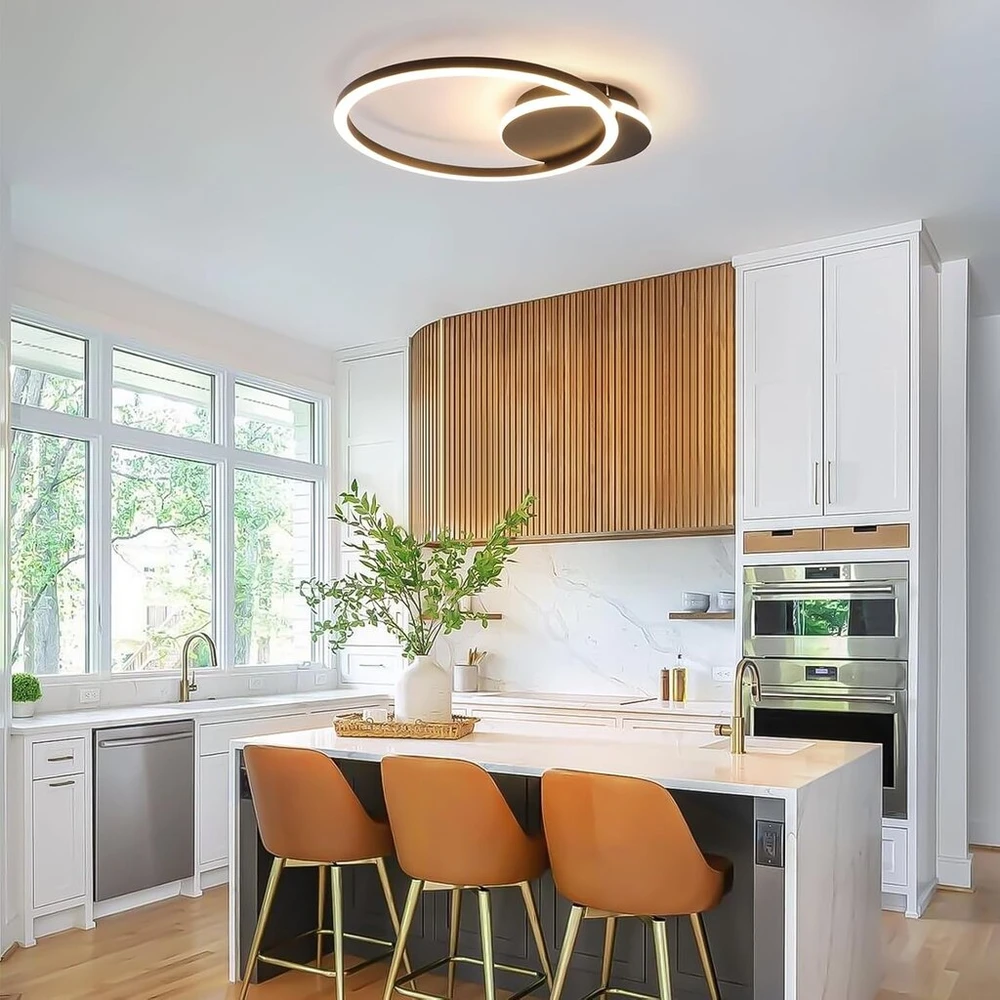 Led lubinis šviestuvas "homefire", 24w, juodas, 2 žiedai, 3000k