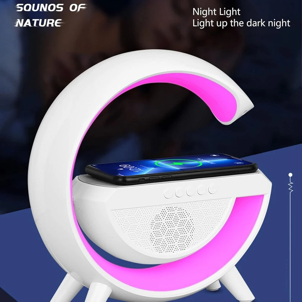 Kompiuterio kolonėlės Led naktinė lemputė, big g bluetooth garsiakalbis su 15w belaidžiu įkrovikliu, palaiko fm usb aux režimų atkūrimą, pritemdoma stalinė lempa svetainės dekoravimui