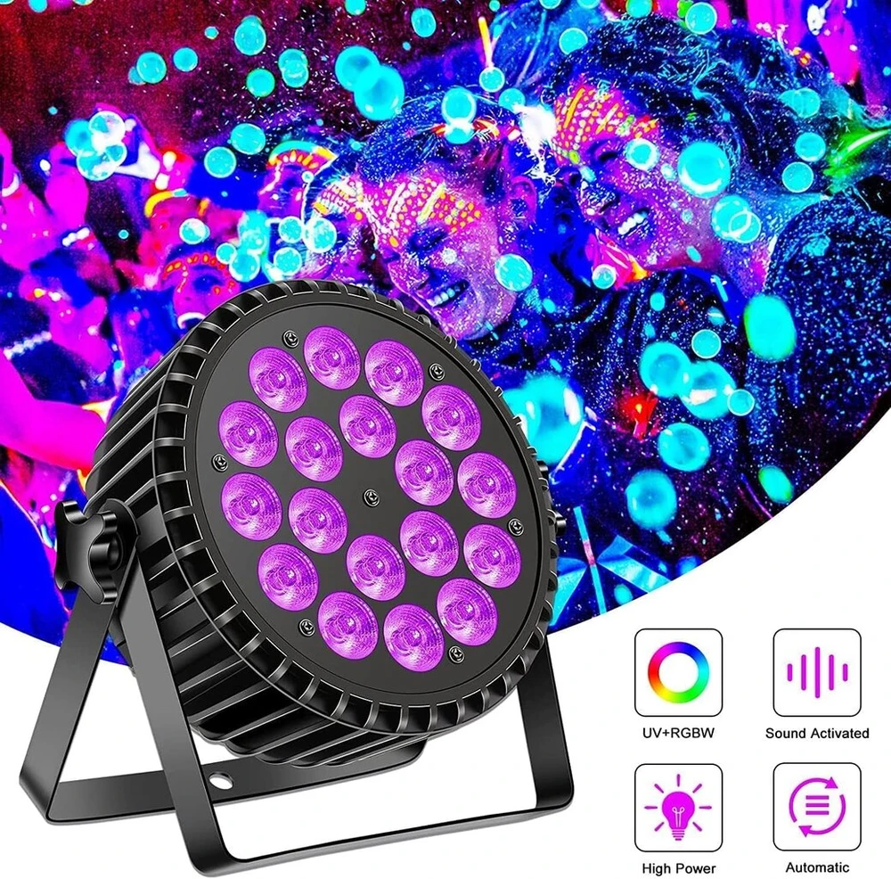 Led Par Uv + Rgb Prožektorius, Dmx512, 8ch, 200w, Diskotekos, Vakarėliams