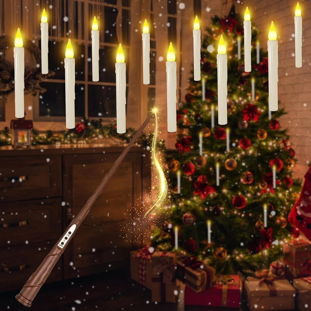 Led plaukiojančios žvakės su magišku lazdele, 12 vnt.