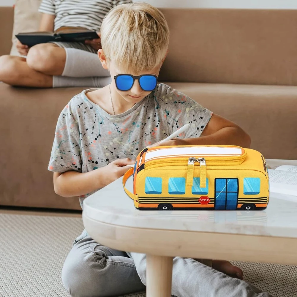 Ledaou mielas penalas vaikams mergaitėms berniukams kawaii rašiklio penalas krepšys studentams, School bus, draugiškas vaikams, kasdienis