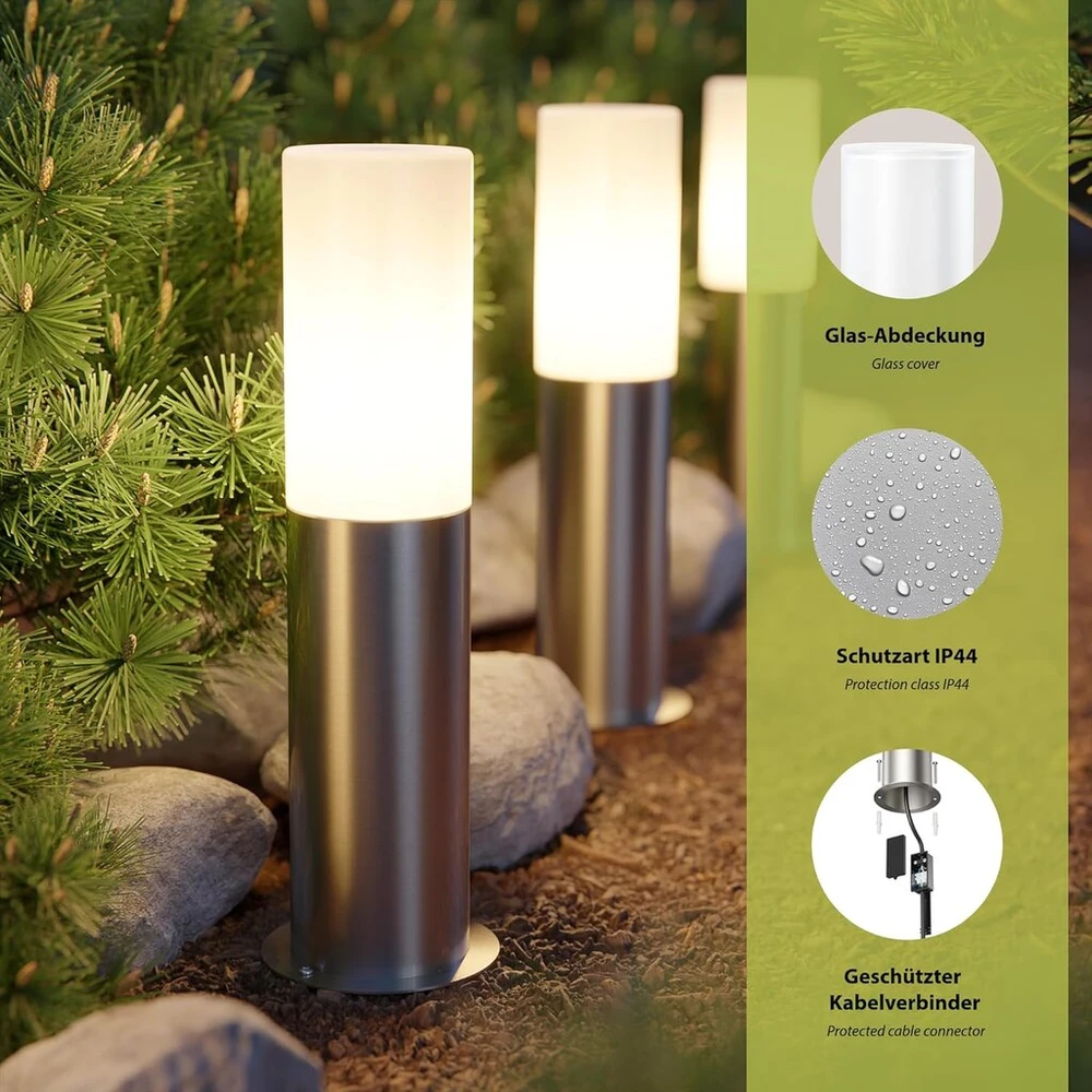 Ledscom.de Gropo kelio / stulpo šviestuvas, skirtas naudoti lauke, Ip44, 41 cm, nerūdijantis plienas, 1x E27 maks. 40 W