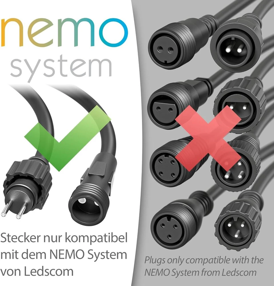 Ledscom.de ilginimo laidas, skirtas nemo ip44 prijungimo sistemai, 3 m, juodas