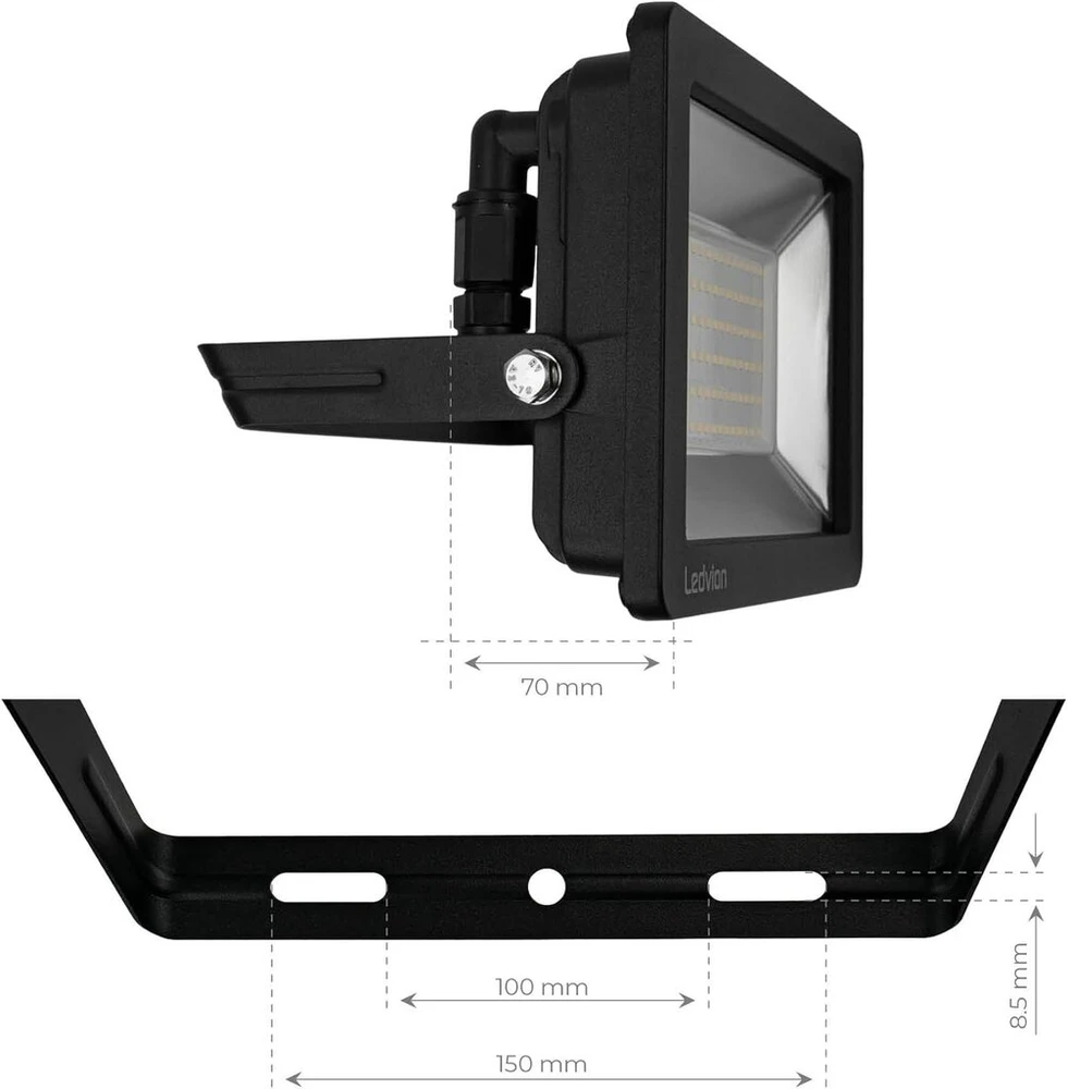 Ledvion Osram led prožektorius, 100 vatų led prožektorius, 6500 k prožektorius, 12000 liumenų darbo apšvietimas, lauko prožektorius ip65 atsparus vandeniui, prožektorius su greita jungtimi