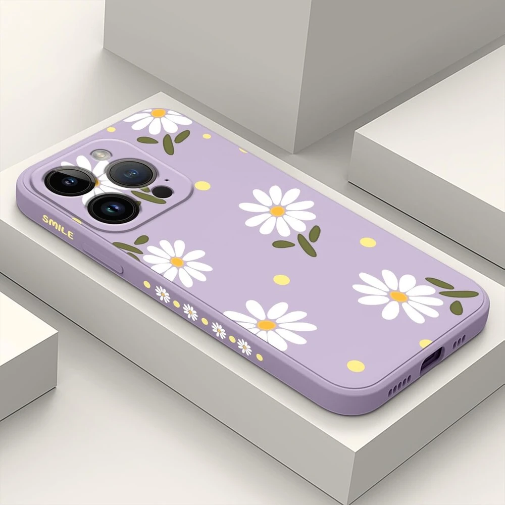 Leecg dėklas, skirtas iphone 15 pro, chrizantemų rašto dizainas, skirtas iphone 15 pro mobiliojo telefono dėklui su mikropluošto minkštu skystu silikonu, skirtas iphone 15 pro apsauginiam dėklui - šviesiai violetinė 1