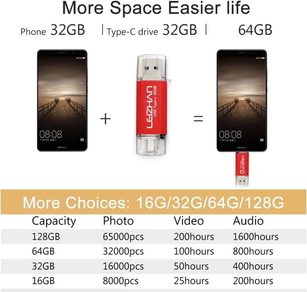 Leizhan 32gb Usb 3.0/type-c atmintinė, raudona
