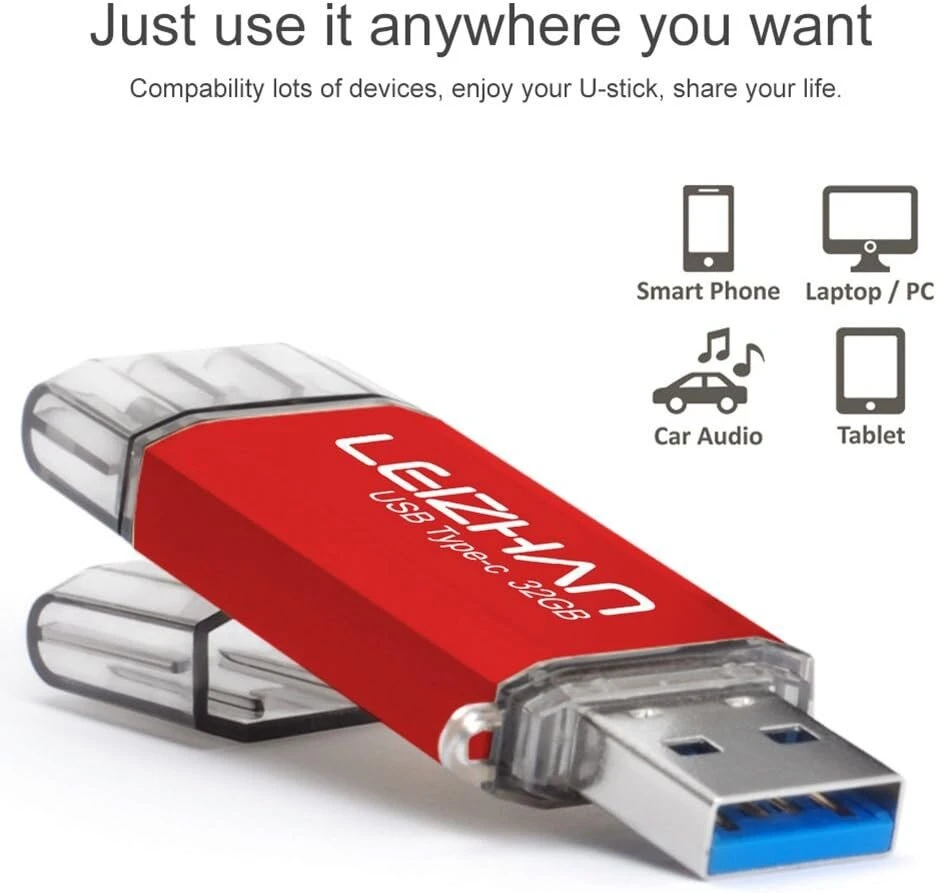 Leizhan 32gb Usb 3.0/type-c atmintinė, raudona