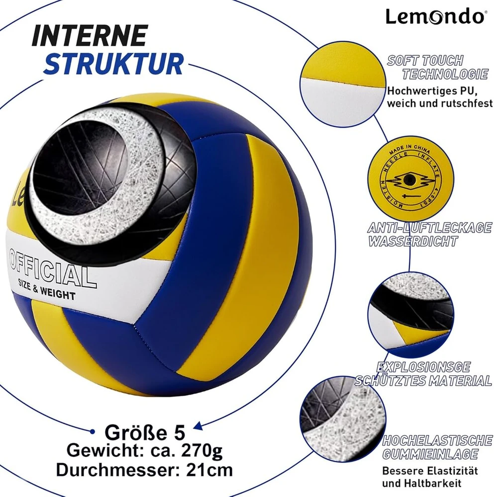 Lemondo tinklinio kamuolys Pu minkštas paplūdimio tinklinio kamuolys minkštas vandeniui atsparus su pompa tinkamas naudoti patalpose ir lauke vandens kamuolys žaidimams treniruotėms paplūdimio kamuoliai