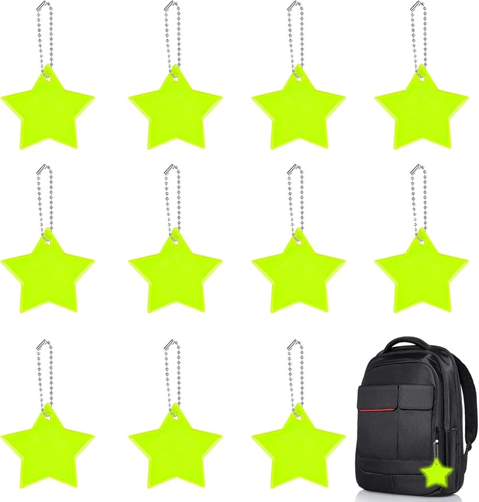 Lemonstone 12 vnt. atšvaitų vaikams, saugos atšvaito pakabukas, atšvaito pakabukas, pakabukas mokykliniam krepšiui, atšvaitinis raktų pakabukas mokykliniam krepšiui, drabužiams, kuprinei