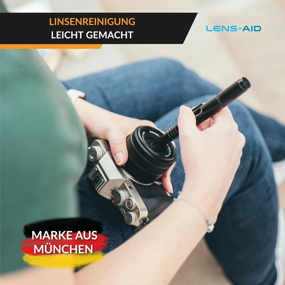 Objektyvas Lens-aid dvigubas valymo rašiklis su šepetėliu ir 2 x velveto pagalvėlėmis lęšių, filtrų, kamerų, dslr, optikos valymui, valymo šepetėlis lęšių valymo rašiklis