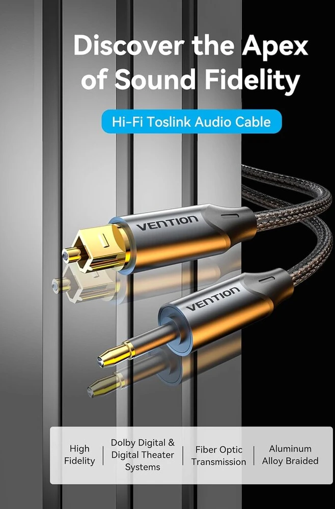 Lention Vention Mini Toslink į Toslink optinis garso kabelis 0.5m