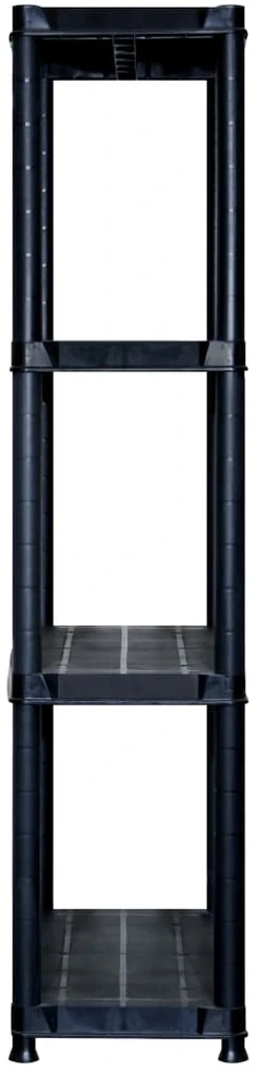 Lentyna daiktams, 4 aukštų, juoda, 183x30,5x130cm, plastikas