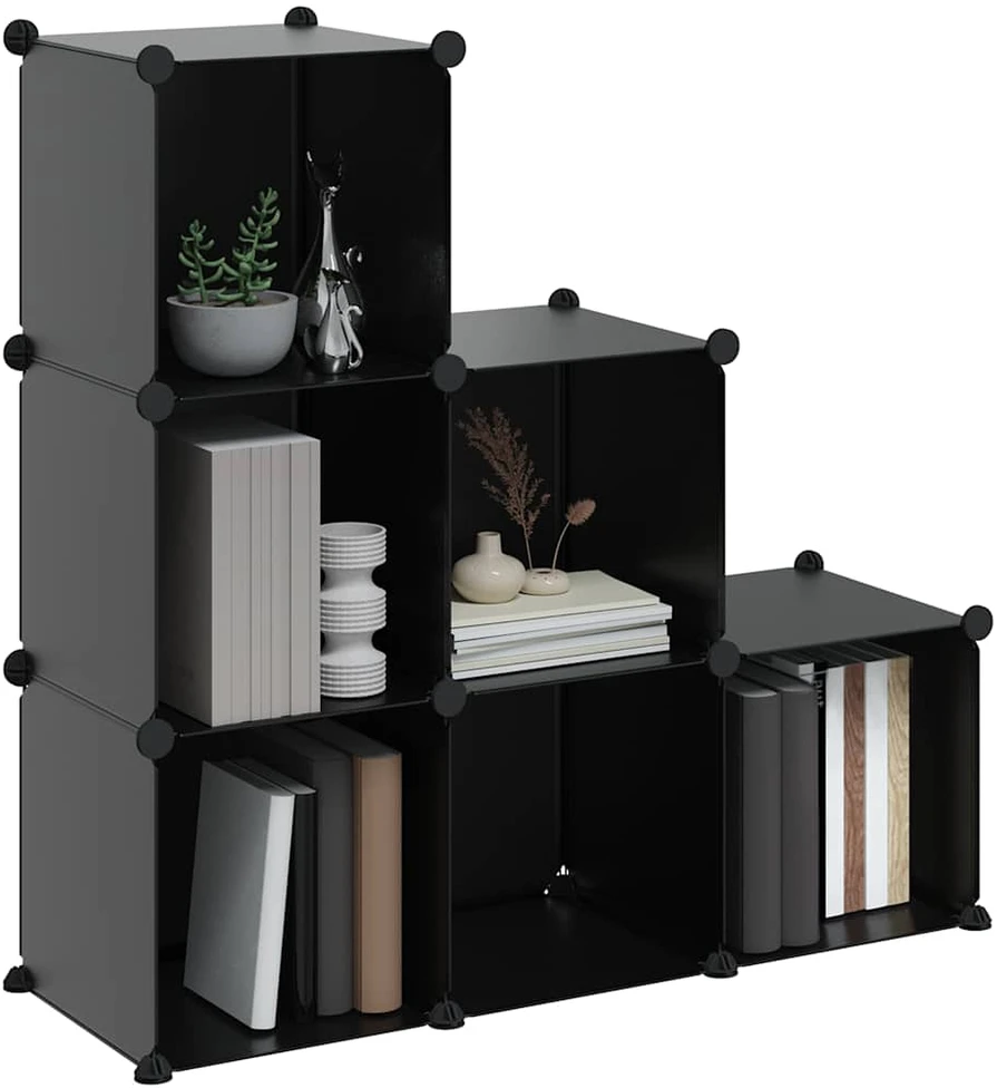 Lentyna su 6 kubo formos skyriais, juodos spalvos, PP
