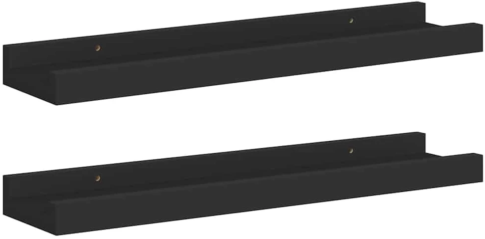 Lentynos nuotraukų rėmeliams, 2vnt., juodos, 40x9x3cm, MDF