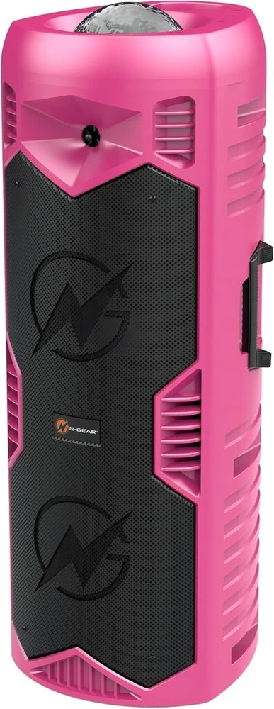 Kompiuterio kolonėlės Let's Go Party 5150 bluetooth muzikos grotuvas: ultimate rožinė vakarėlių dėžė su 200 w 6 colių dvigubais garsiakalbiais - nešiojamas karaoke garsiakalbis su belaidžiu mikrofonu, 5 val. grojimo laikas, nuotolinio valdymo pultas ir šviesų šou