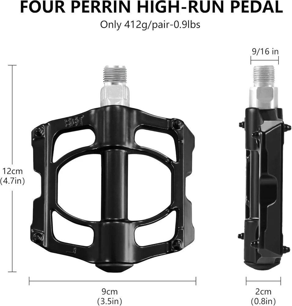 Lexicanmhs kalnų dviračio pedalai, dviračio pedalai kalnų dviračiui, 9/16 colio mtb pedalai, aliuminio lydinys, 4 guoliai, lengvi ir plataus plokščio paviršiaus pedalai