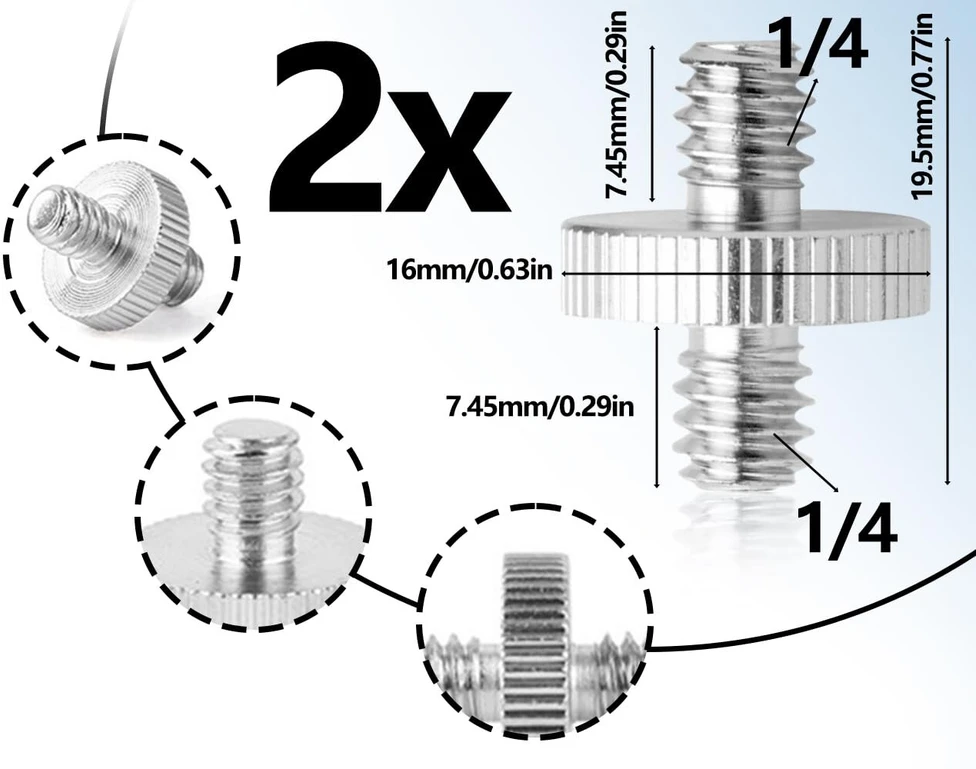 Objektyvas Lhbwhiz 2 vnt. kameros sriegio adapterių rinkinys, sriegio adapteris, 1/4 colio į 1/4 colio vyriškas adapterio sraigtas, skirtas kamerai, šviesos stovui, trikojui