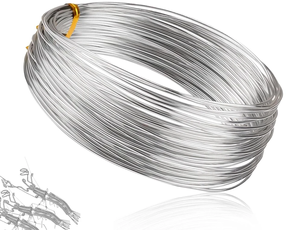 Lhbwhiz craft viela, viela rankdarbiams, lanksti lenkiama aliuminio viela, rankų darbo papuošalų viela, modeliavimo viela, sidabrinė viela, rišimo viela, aliuminio viela, rankdarbiams, papuošalų gamybai (sidabrinė, 1 mm x