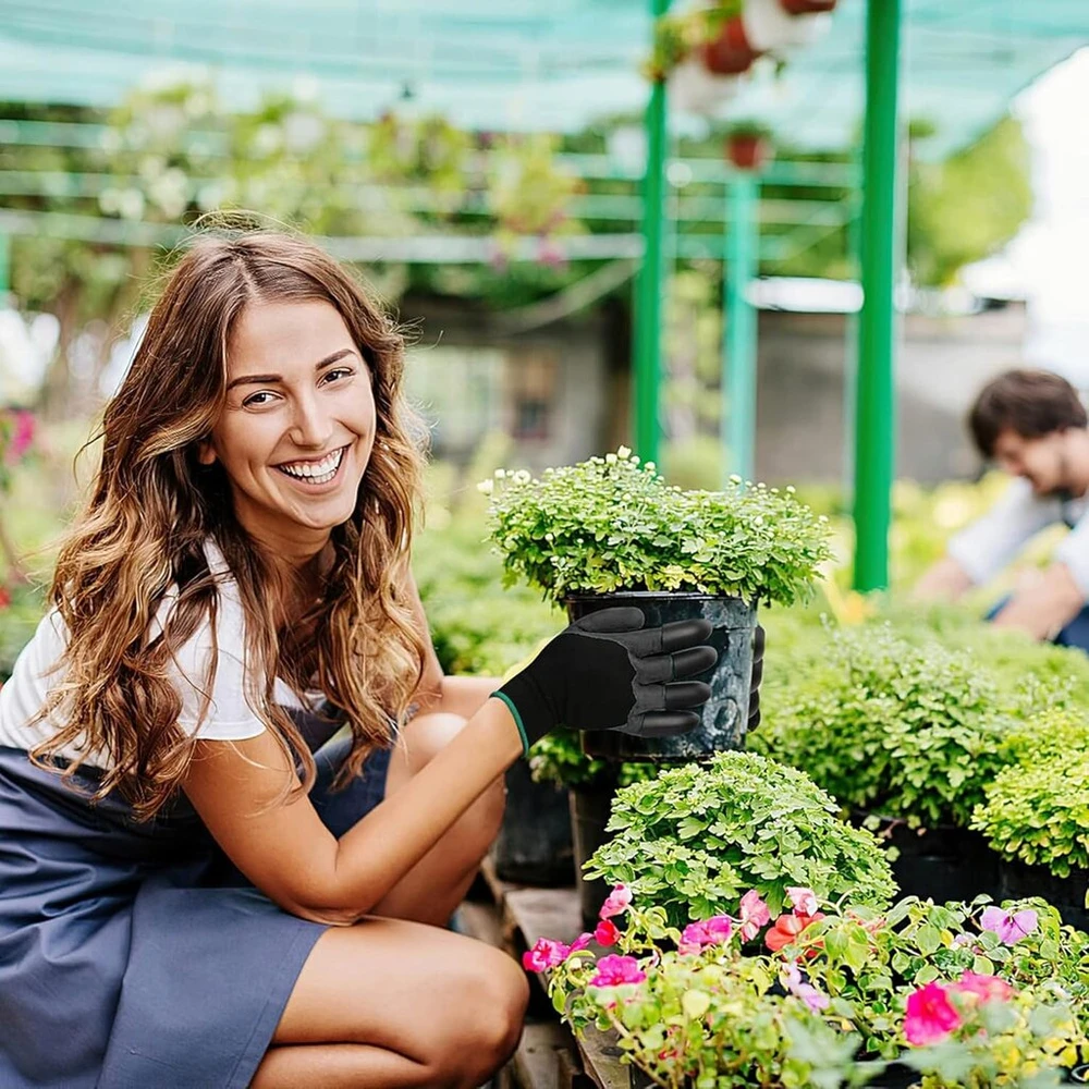 Librnty Sodo pirštinės 2 poros, sodo pirštinės su nagais, vandeniui atsparios sodo pirštinės kasimui ir sodinimui, geriausios sodo dovanos vyrams ir moterims (juodos)