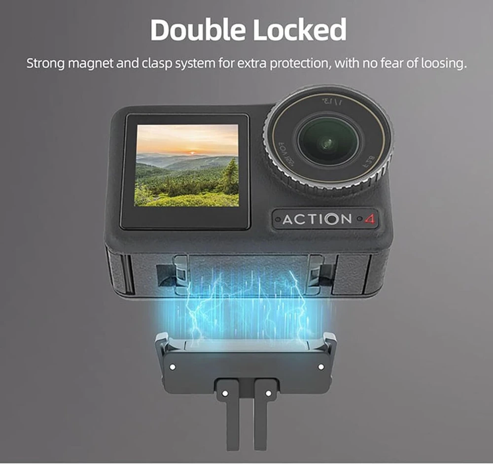 Objektyvas Lichifit magnetinis greito atleidimo laikiklis, skirtas Dji Osmo Action 5 Pro/action 4/3/2 kamerai, sulankstomas išplėtimo laikiklis, palaiko 1/4" varžtą