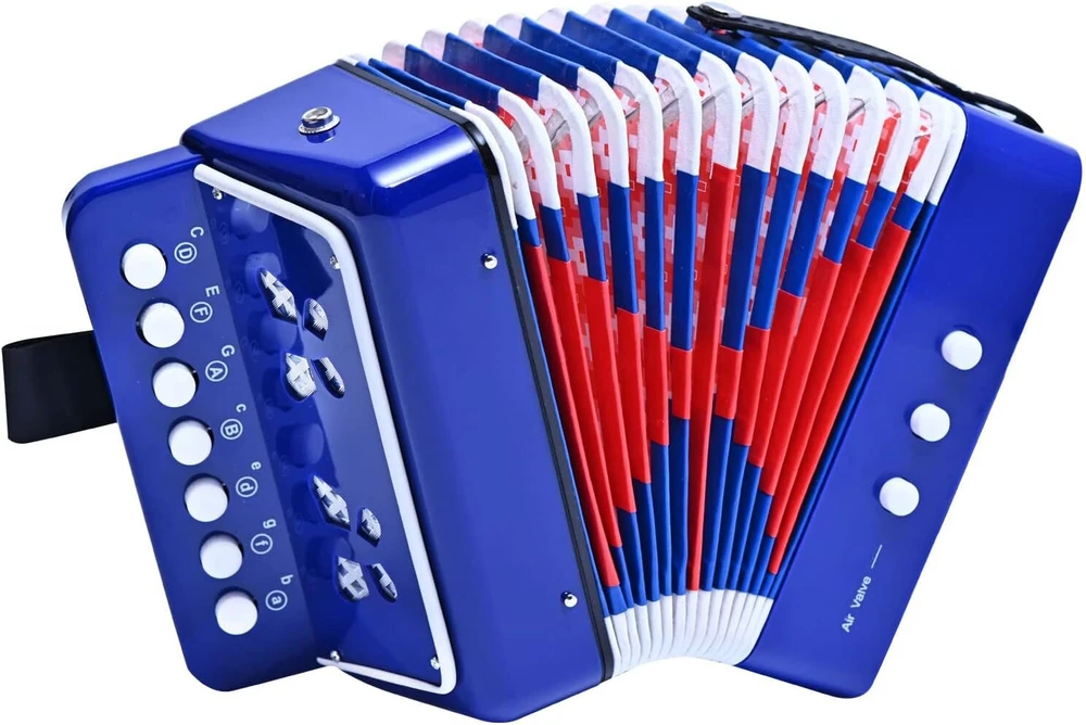 Lieke akordeonas 10 mygtukų akordeonas muzikos instrumentas dovana žaislas pradedantiesiems (mėlynas)