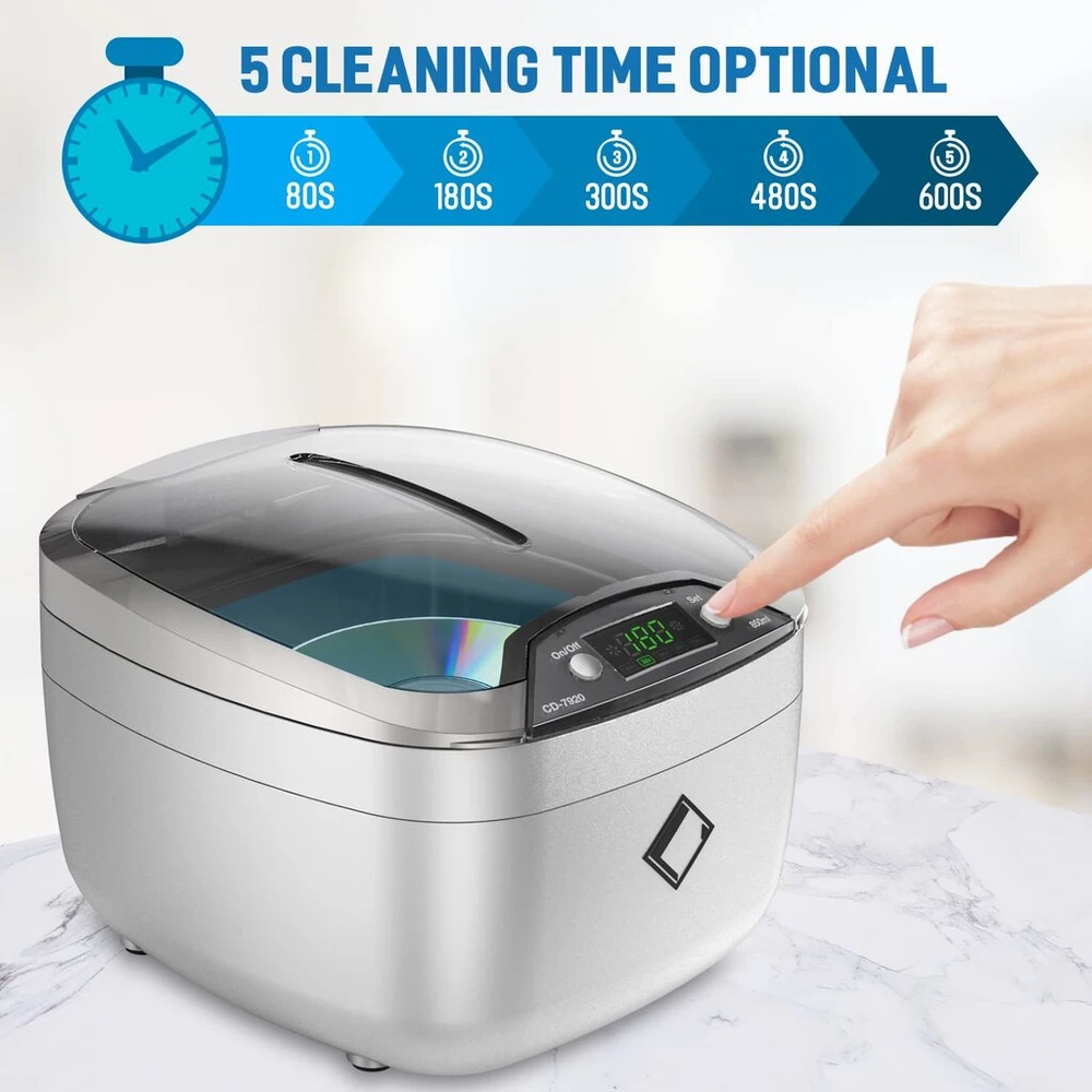 Lifebasis ultragarsinis valymo įrenginys, ultragarsinis valiklis akinių valymo įrenginys 850 ml ultragarsinis įrenginys su led apšvietimu breketų valymo ultragarsinė vonelė akiniams, cd, dvd, papuošalams, laikrodžiams, sidabrui