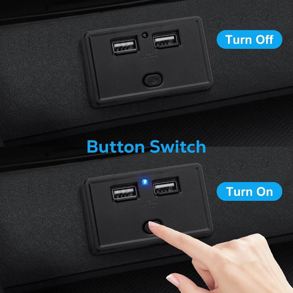 Linkstyle usb lizdas 12 v kemperiui, 4.8 a dvigubas usb a greito įkrovimo lizdo skydelis su įjungimo/išjungimo jungikliu automobiliams, laivams