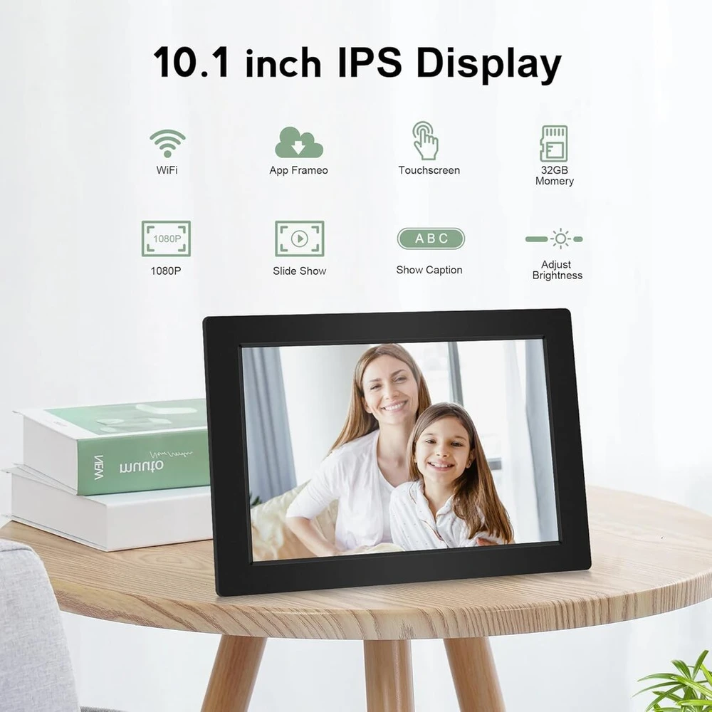 Lipa X80 Skaitmeninis nuotraukų rėmelis 10.1 colio Frameo App - Skaitmeninis nuotraukų rėmelis su Wifi - Skaitmeninis nuotraukų rėmelis - Nuotraukų rėmelis - Montuojamas ant sienos - Android 11 - Ips jutiklinis ekranas - 32 Gb - Bluetooth