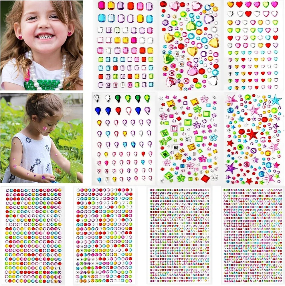 Lipnūs blizgantys akmenukai, 3500 vienetų, rhinestones, lipnūs, blizgantys akmenukai, veidui, akriliniai, spalvingi, lipnūs brangakmeniai "pasidaryk pats" makiažui, akims, nagams, įvairių dydžių