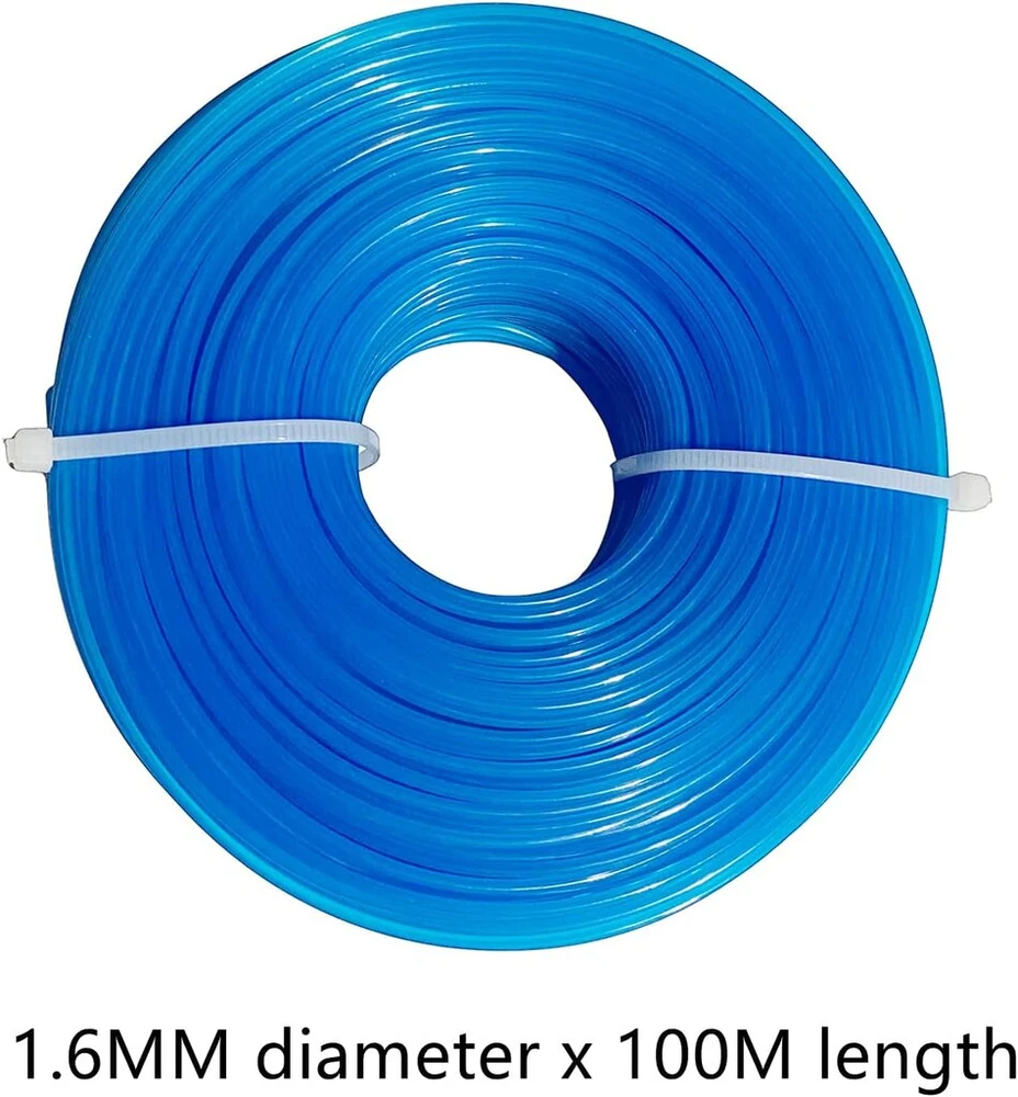 Lism Trimmerio valas 1,6 mm x 100 m, žoliapjovės valas sodui, vejapjovė, elektrinis trimeris, mėlynas apvalus nailoninis siūlas